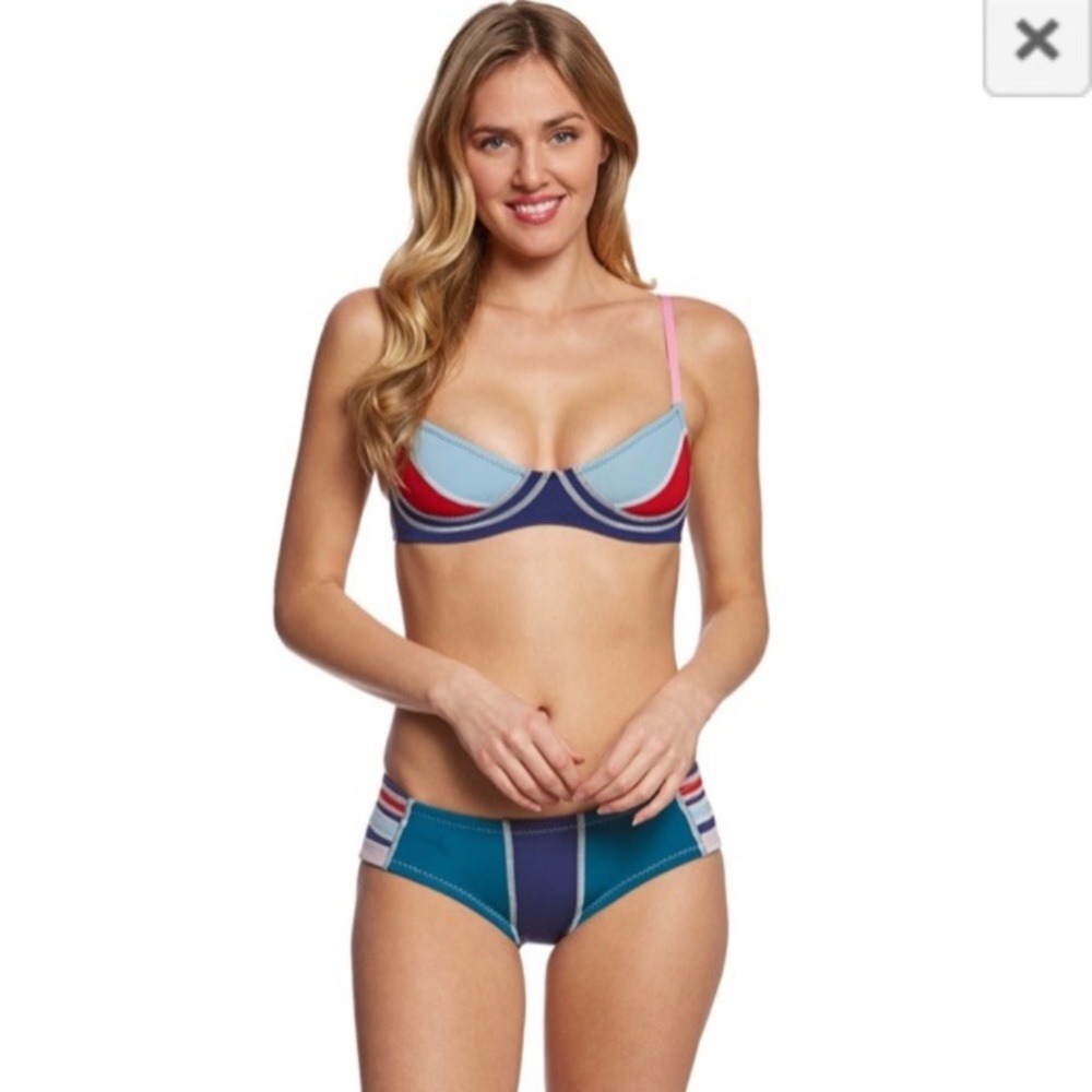 Cynthia Rowley Colorblock Light Blue Navy Red Bikini Set